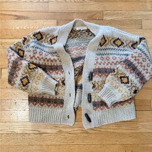 Rewind Multicolor Patterned Cropped Cardigan Women’s Size Large